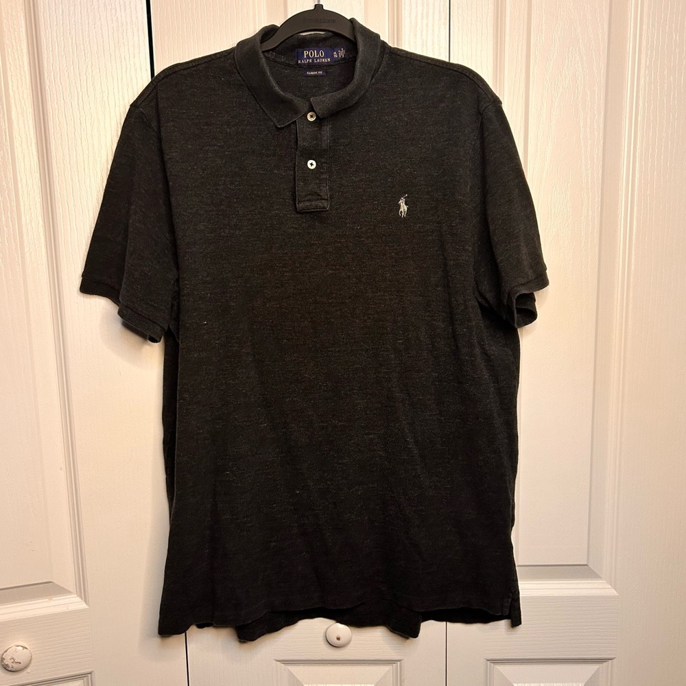 Polo Ralph Lauren Polo Shirt Men XL Gray Short Sleeve Collared Pony Logo Cotton‎